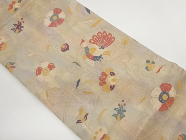JAPANESE NAGOYA OBI / WOVEN FLOWER ARABESQUE